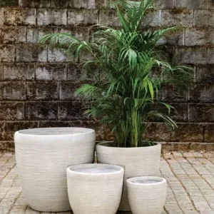 White Fiberglass Planters Set