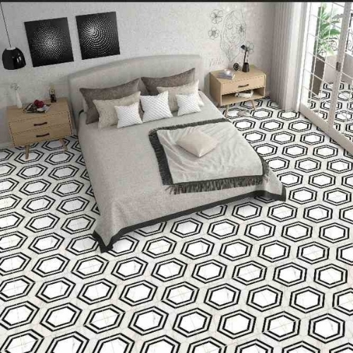 Black Design Floor Tiles Sugar Finish