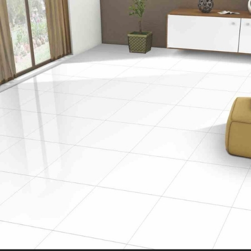 White Floor Tiles Glossy Finish