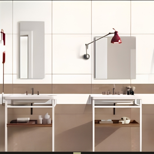 White Brown Floor Tiles Sugar Finish
