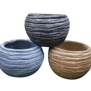 Basket Design Fiberglass Planters Set