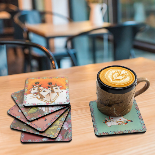 Cafe Printed Square Tea Coaster