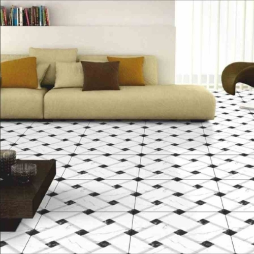 Black White Square Floor Tiles Sugar Finish