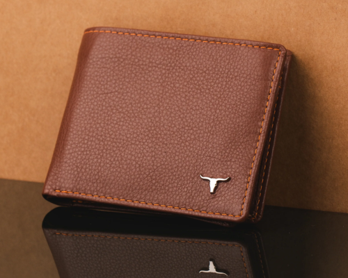 Unisex Wallet Round Chain Brown PU Leath..