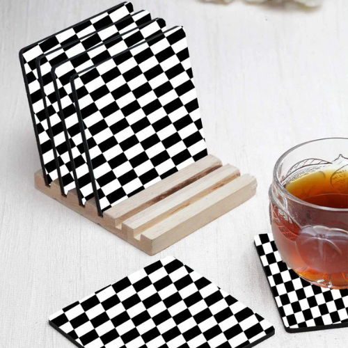 White Printed Square Tea Coaster