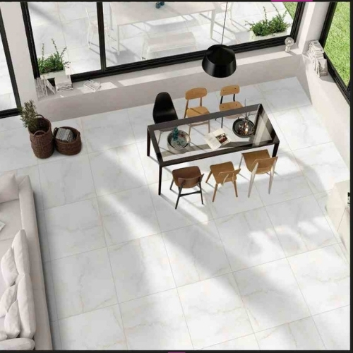 Off White Floor Tiles Glossy Finish