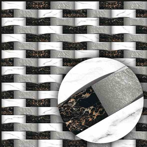 Black white Texture Sugar Finish High Depth 300X450 MM Marble