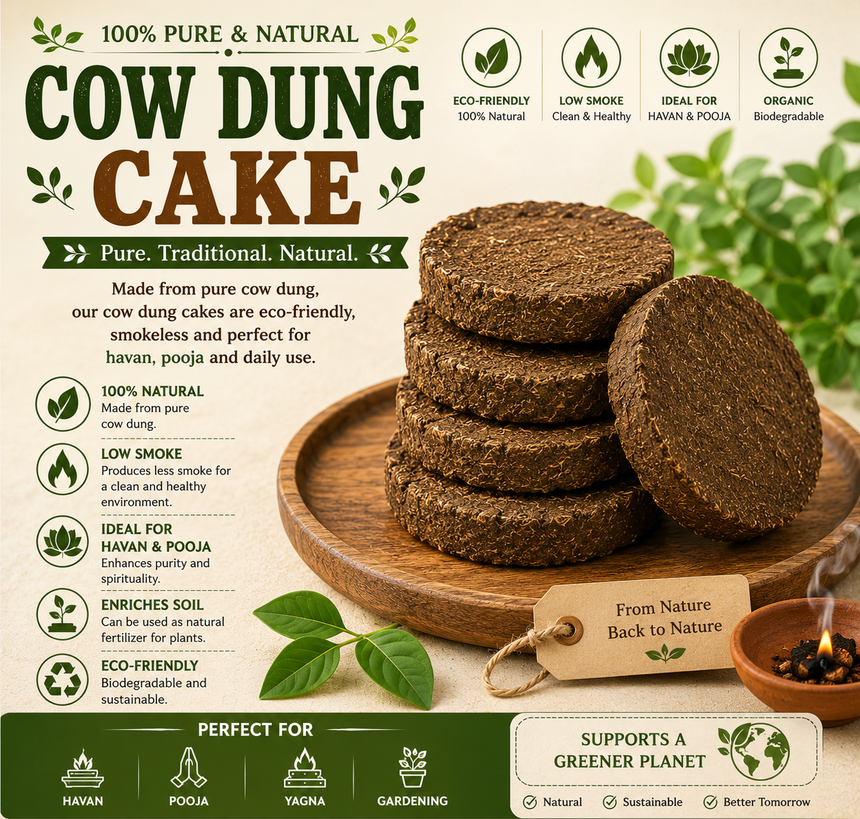 Cow dung cake